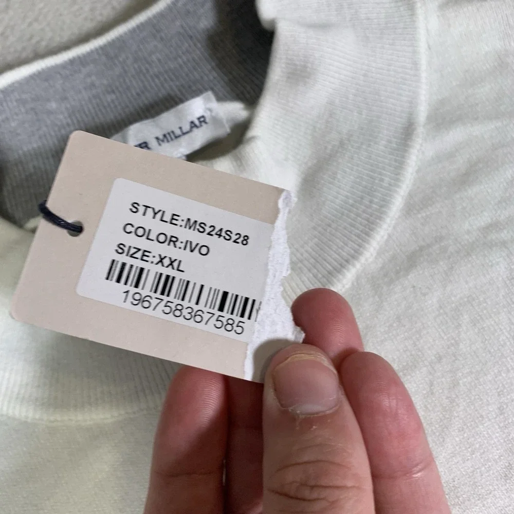 Peter Millar Whitaker Quarter Zip Mens 2XL Pullover White‎ Cotton Silk $185 NEW